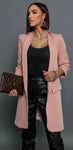 Italian Style Light Pink Long Blazer | HAL-175