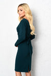 Double V-neck Dark Green Back-tie Dress | SU-21959-DGR