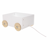 JaBaDaBaDo White Wooden Toy Box on Wheels with String | H13213