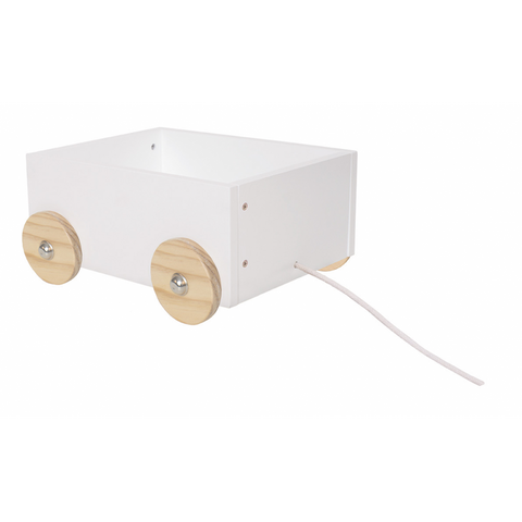 JaBaDaBaDo White Wooden Toy Box on Wheels with String | H13213