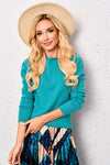 Turquoise Long-sleeve Sweater | SW-29931-TU