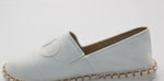 Women's Faux Leather White CC Espadrilles Slip-On Flats | 2206-8