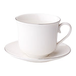 White Porcelain Cup with Silver Edges and Saucer AURA 450 ml | 40096