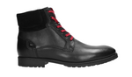 Wojas Black Leather Ankle Boots with Red Shoelaces | 916271