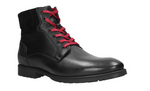 Wojas Black Leather Ankle Boots with Red Shoelaces | 916271