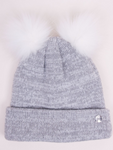 YO! Girls' Light Gray Double Pom-Pom Beanie ~ 2-6 years | CZ-299