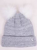 YO! Girls' Light Gray Double Pom-Pom Beanie ~ 2-6 years | CZ-299
