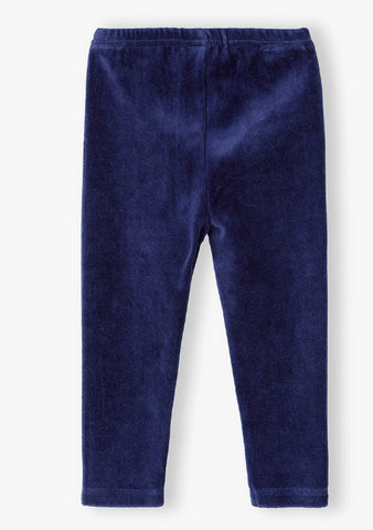 Girls' Velvet Dark Blue Leggings | HAL-139