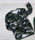MIMI Boys' Black & Khaki Graphic Long-sleeved Shirt | S-148