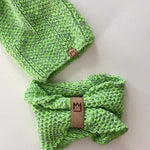 Boy's Neon Green and Gray Beanie With Tube Scarf Set ~ 6-12 years | S-108