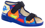 Blue Graphic Open Toe School Slippers | OLIWIER-B