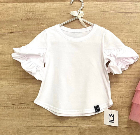 Girls' White Shirt with Frills | S-110-W