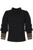 Girls' Black Ribbed Long Sleeved Sweatshirt | HAL-128