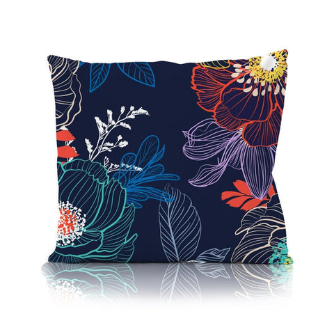 100% Cotton Dark Blue Pillowcase Set with Floral Pattern - 2 pack | FAR-115