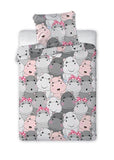 100% Cotton Kids' Duvet Set with Hippo Pattern -100 x 135 cm | FAR-044