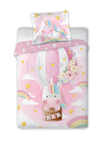 100% Cotton Kids' Duvet Set with Little Unicorn - 100 x 135 cm | FAR-093