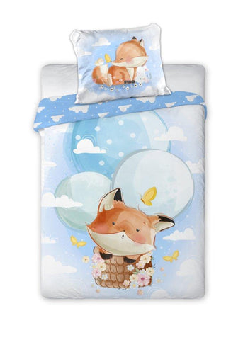 100% Cotton Kids' Duvet Set with Little Fox - 100 x 135 cm | FAR-096