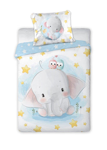 100% Cotton Kids' Duvet Set with Little Elephant - 100 x 135 cm | FAR-097
