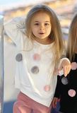 Girl's Cream White Sweatshirt with Pompoms | Q-011-W