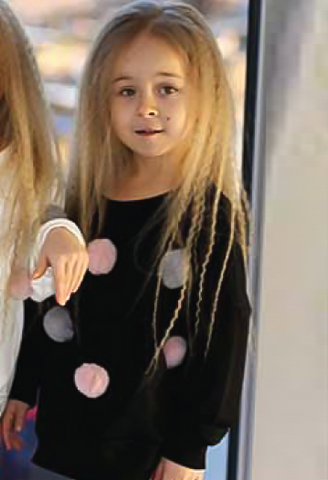 Girl's Black Sweatshirt with Pompoms | Q-011-BL