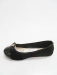 Girls' Black Flats with Golden Detail | D02C-1