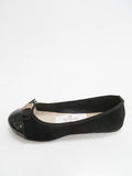 Girls' Black Flats with Golden Detail | D02C-1