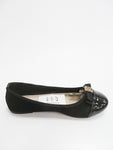 Girls' Black Flats with Golden Detail | D02C-1