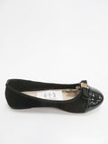 Girls' Black Flats with Golden Detail | D02C-1