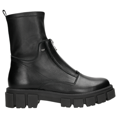 Wojas Black Leather Ankle Boots with Silver Logo | 5507581