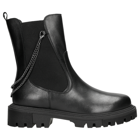 Wojas Black Leather Chelsea Boots with Chain | 5506451