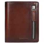Wojas Dark Brown Leather Wallet with Vertical Zipper | 995952