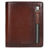 Wojas Dark Brown Leather Wallet with Vertical Zipper | 995952