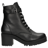 Wojas Black Leather Insulated Ankle Boots with Black Straps | 6406551