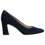 Wojas Dark Blue Leather High Heels with Silver Logo | 3501266