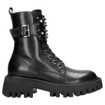 Wojas Black Leather Studded Ankle Boots | 6403851