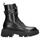 Wojas Black Leather Studded Ankle Boots | 6403851
