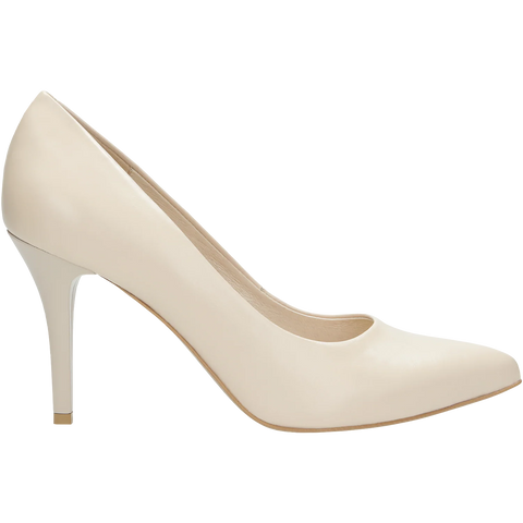 Wojas Light Beige Leather High Heels | 9275-54