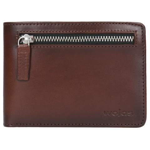 Wojas Brown Leather Wallet with Horizontal Zipper | 994752