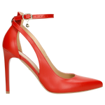 Wojas Red Leather High Heels with Single Strap (10 cm/~ 3.93 in) | 35065-55