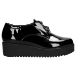 Black Leather Oxfords Wedges with Silver Details | 4609531