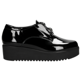 Black Leather Oxfords Wedges with Silver Details | 4609531