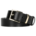 Wojas Women's Black Leather Belt With Square Golden Buckle  | 9961-81