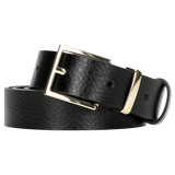 Wojas Women's Black Leather Belt With Square Golden Buckle  | 9961-81