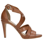 Wojas Light Brown Leather Open Toe High Heels | 7604553