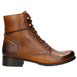 Wojas Light Brown Leather Ankle Boots with Golden Logo | 6407853