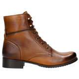 Wojas Light Brown Leather Ankle Boots with Golden Logo | 6407853