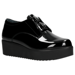 Black Leather Oxfords Wedges with Silver Details | 4609531