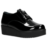 Black Leather Oxfords Wedges with Silver Details | 4609531