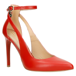 Wojas Red Leather High Heels with Single Strap (10 cm/~ 3.93 in) | 35065-55