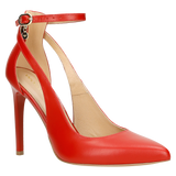 Wojas Red Leather High Heels with Single Strap (10 cm/~ 3.93 in) | 35065-55